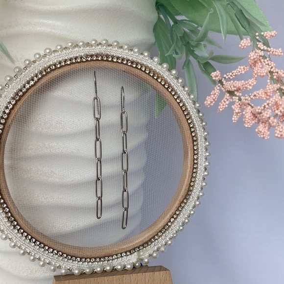 STAINLESS Steel Paperclip Necklace & Earring Set - Picture 7 of 13